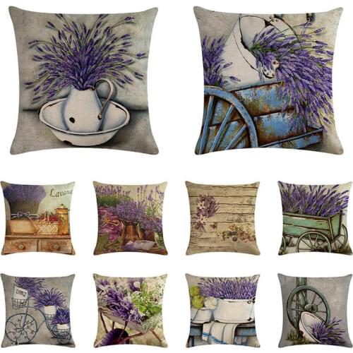 Decorative Throw Pillows Case Purple Lavender Flower Pillowcase Decorations Home Navidad Decor Flower Floral Decor PZ03
