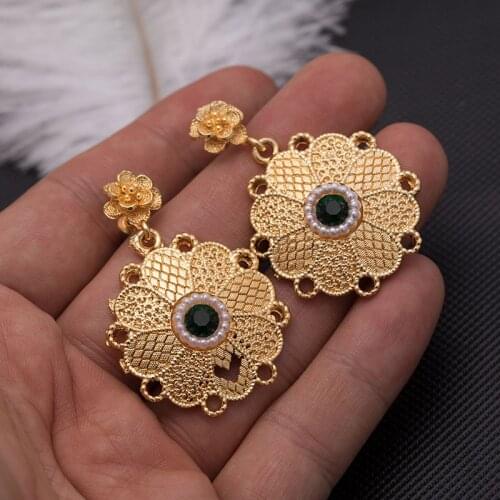Ethiopia Dubai Africa Greek Earrings 24K Gold Color Earings For Women Girls Ethnic Jewelry Wedding Earrings Party Fashion Sale