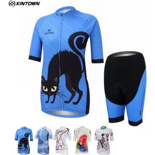 XINTOWN Pro Team Outdoor Womens Cycling Jersey Ropa Ciclismo Gel Pad Bib Short Girls Sets MTB Bike Bicycle Clothing Set S-4XL