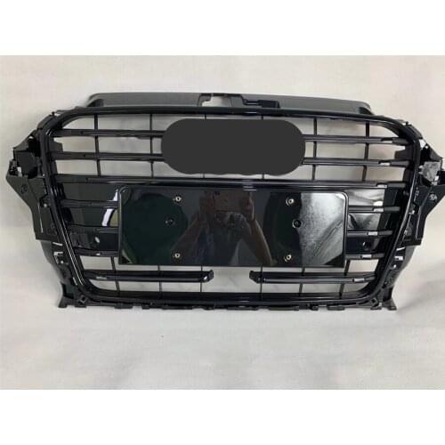 Gloss Black Bumper Grille Car Front Bumper Grill Mesh Hood Front Center Middle Grille With ACC Hole for Audi A3/S3 2014-2016