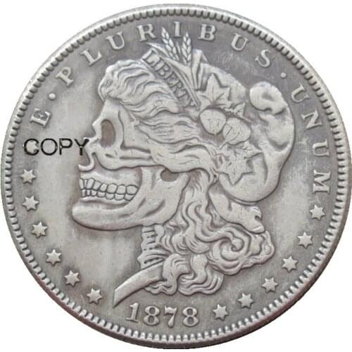 Hobo Morgan Dollar 1878 Skull Zombie Skeleton Different Types , Back Silver Plated Copy Coins