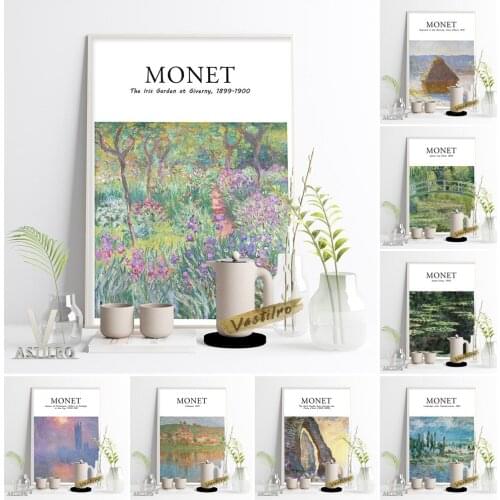 Claude Monet Impressionism Landscape Poster Natural Scenery Exhibition Museum Canvas Painting Water-Lilies Wall Art Home Decor