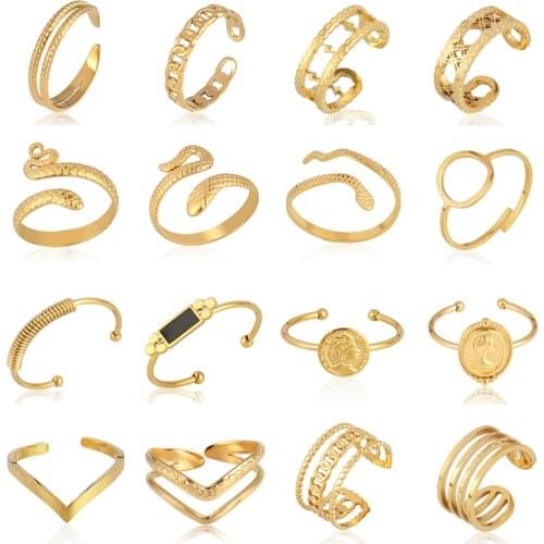 Snake Ring Stainless Steel Rings For Women Statement Ring Womens Rings Punk Open Finger Gold Color Geometry Ring Rings Jewelry