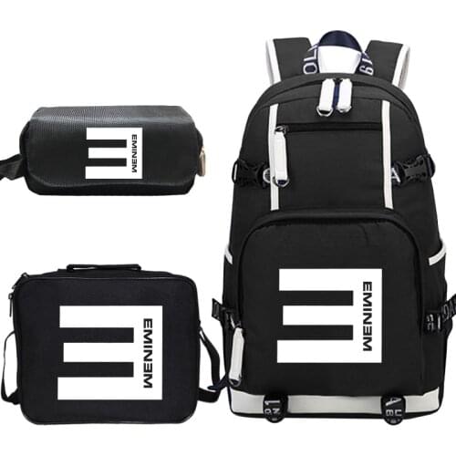 Eminem Canvas Backpack Set School Bags for Boys Kids Bag Students Children Travel Rucksack Teenage Laptop Backpacks Sac Enfant
