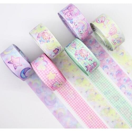 5 Yards 1'' 25MM Two Sided Lovely Dream Printed Grosgrain Ribbons For Hair Bows DIY Handmade Materials Y19112702