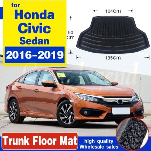 For Honda Civic Sedan 2016 2017 2018 2019 10th Gen Boot Tray Cargo Liner Floor Mat Carpet Rear Trunk Mat Tray Mud Protector