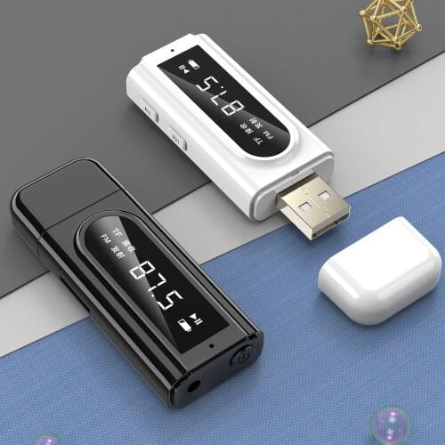 USB Dual-Output Multi-Function Adapter V5.0 With LED Digital Display Support TF Card Stereo Transmitter Receiver 2-In-1 Car FM