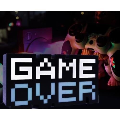 Game Over Night Light Multi-color Flashing Pixel Style Decorative Lamp Atmosphere Manufacturing Home Decor Lighting Art Lamp