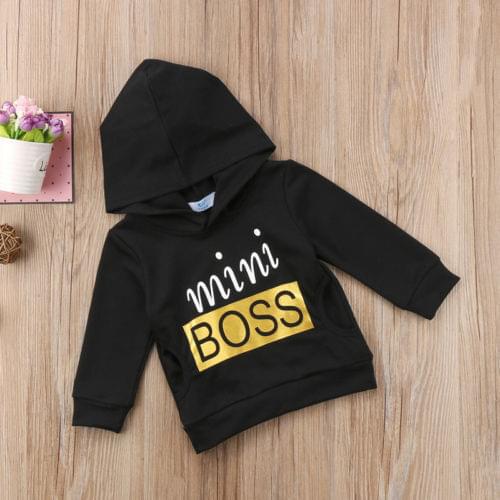 Newborn Baby Boy Girl Toddler Mini Boss Hoodie Hooded Tops Romper Jumpsuit Outfits Clothes