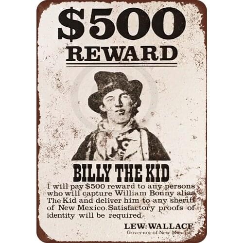 New Tin Sign 1878 Billy The Kid Wanted Poster Vintage Look Aluminum Metal Sign 30x20cm Kas01