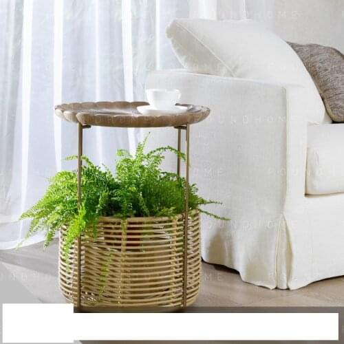 Rattan Basket Storage Table Sofa Side Table Wicker Woven Storage Organizer Home Decor Multifunctional Basket For Sundries