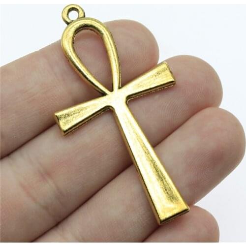8pcs Jewelry Making DIY Handmade Craft Charms Antique Gold Color 2.1x1.1 inch (52x28mm) Ankh Cross Pendant