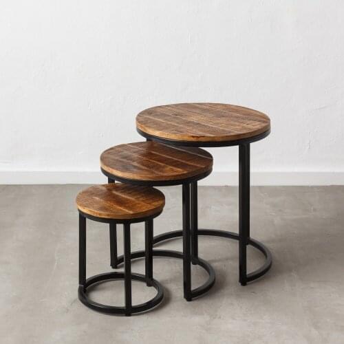 S/3 SIDE TABLE NEGRO-MARRON 50X50X56 CM
