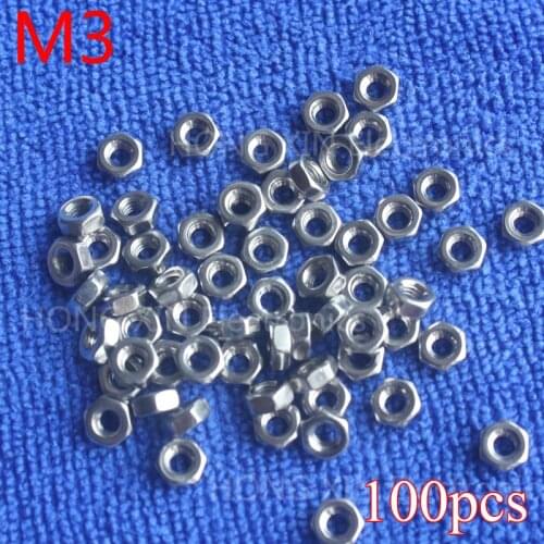 M3 hex nuts 3mm Silvery hexagon nut 304 stainless steel A2-70 nuts against rusting No rust durable General accessories 100pcs