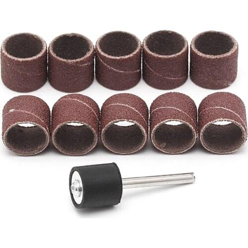 10 Pcs 12.5mm Grit 120# Sanding Bands +3.17mm Mandrel Rotary Tool Nail Drill Bit