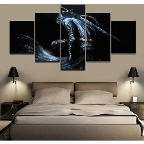 Modern Home Wall Art Decor Canvas Picture Frame Modular Poster 5 Pieces Game Dark Souls The Abyss Walker HD Printed Oil Painting