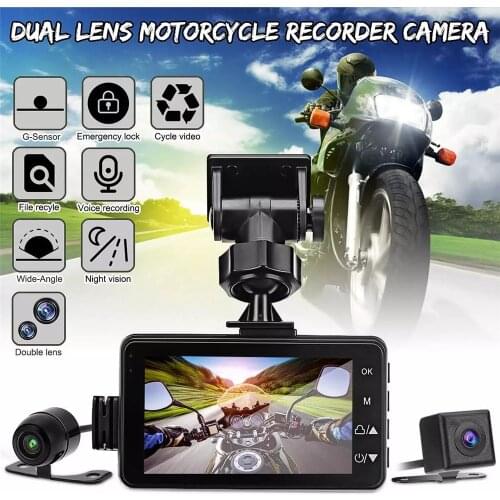 Motorcycle DVR 720P Motor Camera 3.0 Screen Dashcam Dual-track Front Rear View Recorder Night Vision G-sensor Motobike Black Box