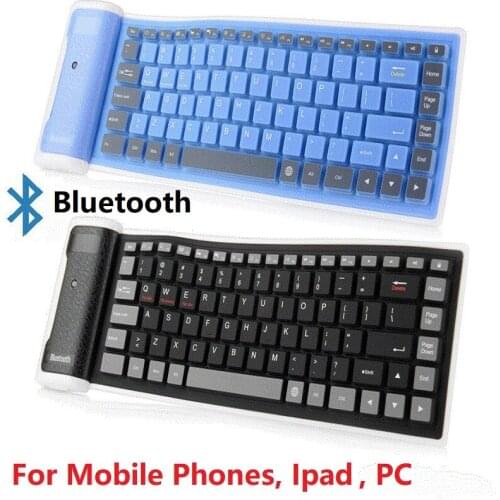 New Folding Bluetooth Keyboard Waterproof Wireless Silica Gel 87 Keys CE Certification Keyboards For Tablet Ipad Phone Iphone