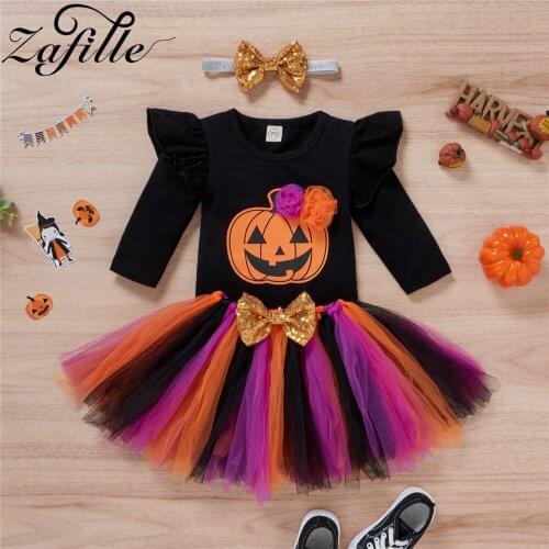 ZAFILLE My First Halloween Baby Clothes Pumpkin Dress Party Carnival Baby Halloween Outfits For Baby Girl Clothes Set