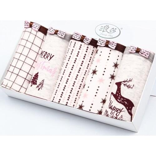 LANGSHA 5Pcs/Set Womens Cotton Panties Underwear Multicolor Sexy Briefs Seamless Lovely Print Soft Comfort Lingeries Size XXL