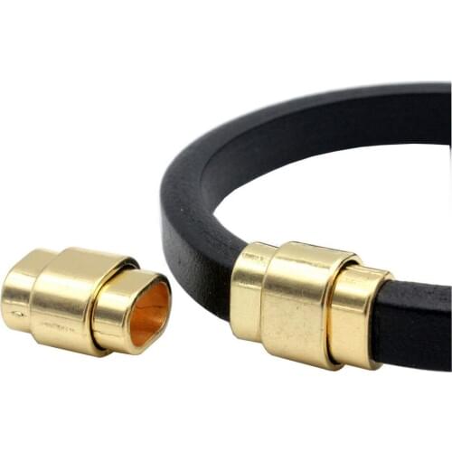 Aaazee 3 Sets 10mmx7mm Gold Magnetic Clasp Closure for 10x6mm Licorice Leather Glue Bracelet End