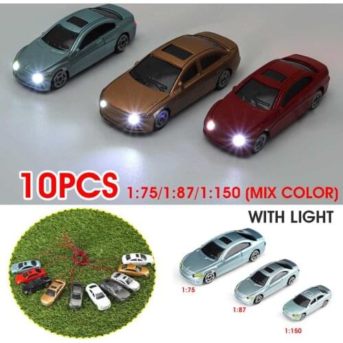 10pcs 1:75 HO Scale Architecture Plastic Model Painted Car Toys Miniature Color Cars For Diorama Model Buildings Making Kits