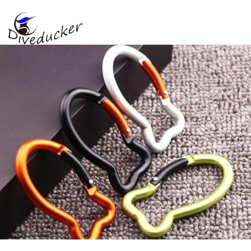 2pcs Fish type Scuba diving Aluminum Alloy Carabiner colorful keychain handing clip secure lock carabiner Mountaineering buckle