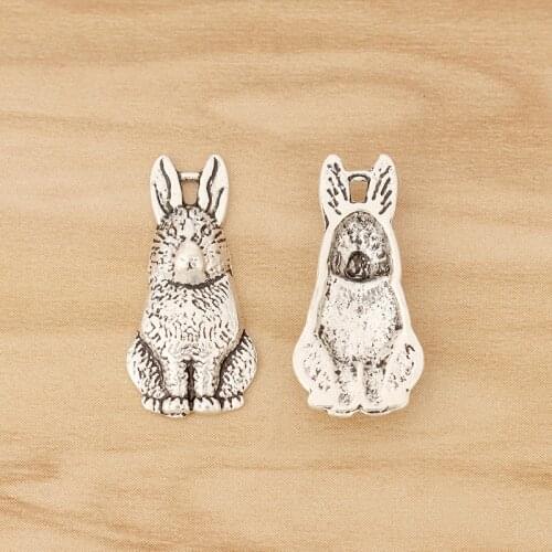 20 Pieces Tibetan Silver Rabbit Hare Charms Pendants for DIY Necklace Bracelet Jewellery Making Accessories 25x12mm