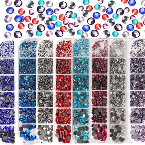 2000Pcs Hot Fix Rhinestone Flat Back Glass Crystal Set with Clear and Clear AB 6 Sizes Crystal Rhinestones for Clothes Bags DIY