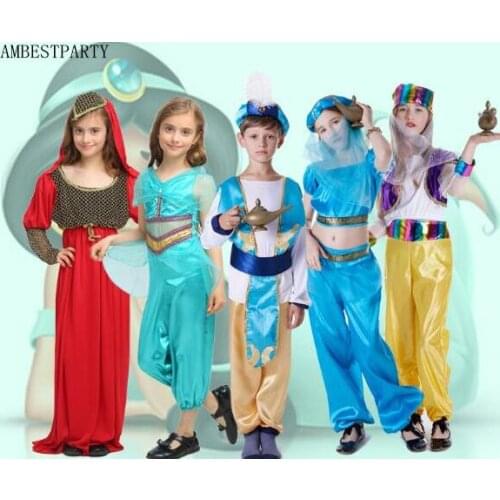 2018 Adult Kid halloween party aladdin costumes Aladdin Lamp genie costume Adam prince Fantasia Party Arab Clothing AMBESTPARTY