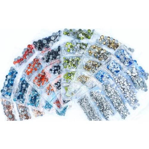 40 Colors 1000pcs Mix size hotfix Rhinestone Crystal SS6-SS30 Glass Strass Hotfix Iron On Rhinestones Decoretion For Garment