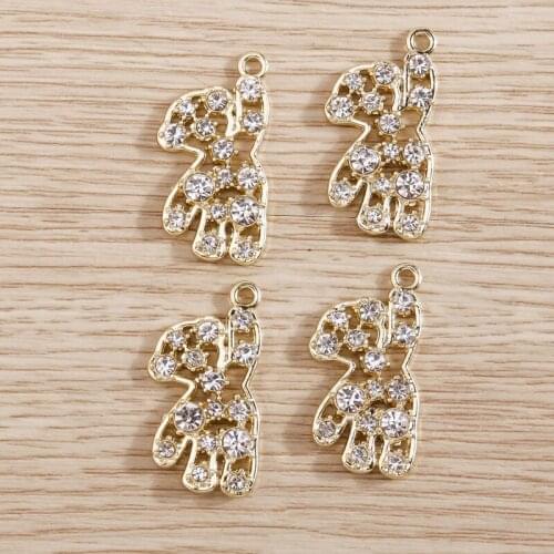 5pcs 12*25mm Cute Crystal Animal Bear Charms for Making Pendants Necklace Earrings Bracelets Handmade DIY Jewelry Crafts