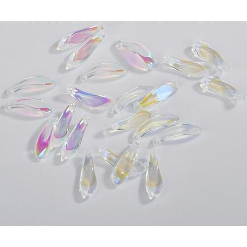 New style 50pcs/lot color print fashion Irregular water droplets shape glass beads diy jewelry earring/garment pendant accessory