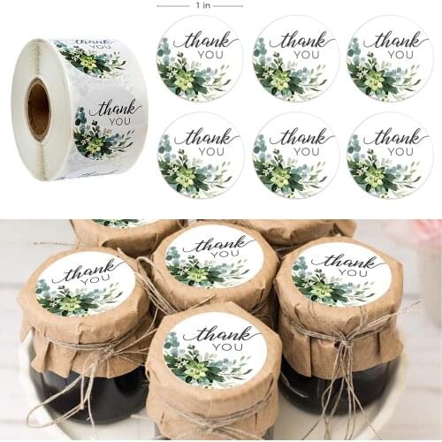 500pcs 1 Inch Flower Round Sticker THANK YOU Baking Packing DIY Seal Sticker Label for Cake Packaging Seal Labels Sticker