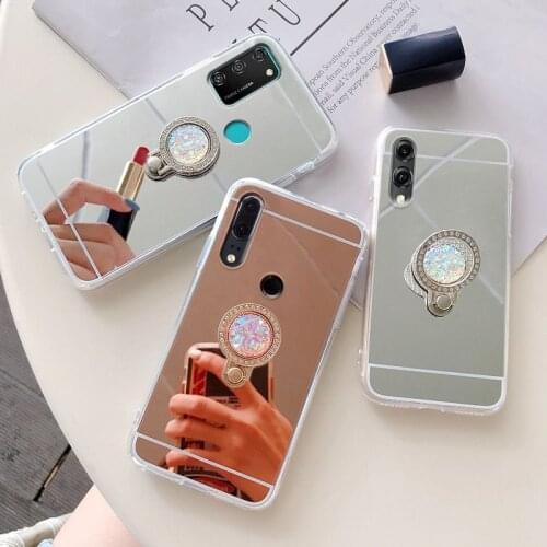 3D Ring Holder Case For Huawei P40 Lite E P30 Pro P20 Nova 3 3i 5T Mate 10 20 Lite P Smart Z Pro Plus 2019 Soft TPU Mirror Case