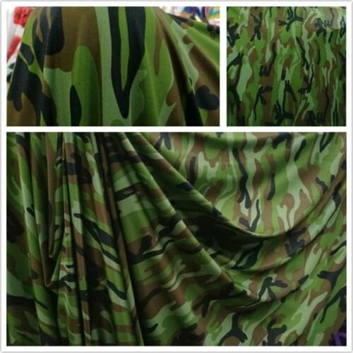 Four-sided elastic Merica spandex green camouflage printing cloth fabric for stage performance clothing swimsuit fabric 1Meter