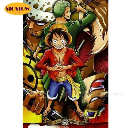 DIY 5D Diamond Painting One Piece Luffy Zoro Anime Figure Full Square 3d Daimond Mosaic Cross Stitch Embroidery Home Decor Room