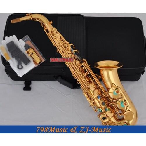 Electrophoresis Gold Alto Saxophone Abalone Shell Key Sax High F# Double Rails New