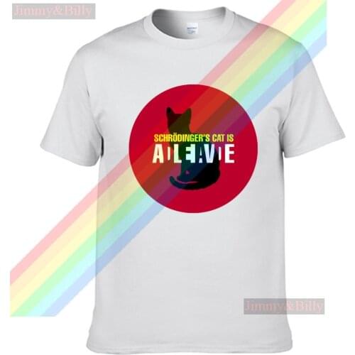 Schrodingers Cat Black Cat In Red Circle T Shirt For Men Limitied Edition Unisex Brand T-shirt Cotton Amazing Short Sleeve Tops