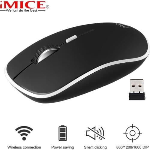 IMice Wireless Mouse Silent Computer Mouse 2.4Ghz 1600 DPI Ergonomic Mause Noiseless USB PC Mice Mute Wireless Mice for Laptop