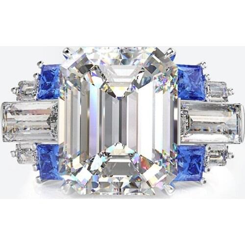 100% 925 Rectangular Cut 8*10MM High Carbon Diamond 6CT Ring For Women Party Wedding Ring Wholesale