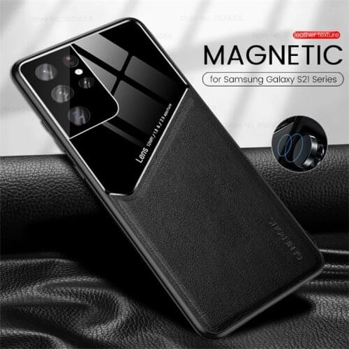 Leather Texture Hard PC Back Cover for Samsung Galaxy S21 S21Ultra S21 S 21 Plus Ultra 5G Case Soft Silicon Frame Protect Shell