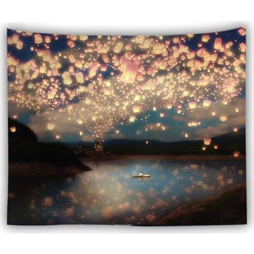 Beautiful Sky lanterns Wall Tapestry Home Decorations Wall Hanging Forest Starry Tapestries For Living Room Bedroom