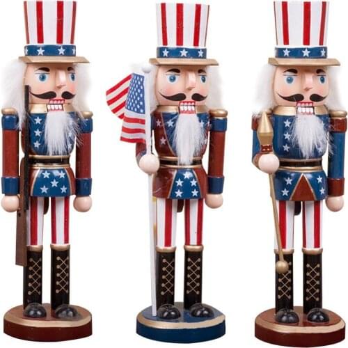 25CM Classic American Nutcracker Soldier Wooden Handcraft Nutcracker Puppet Desktop Ornament Christmas Gift Doll