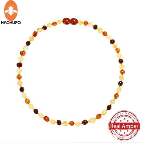 HAOHUPO Top Hot Quality Classic Fashion Natural Stone Amber Necklace Classic Necklace Multi Handmade Baby teething Necklace