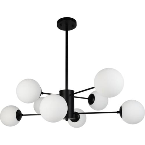 Industrial Style Glass Ball Chandelier Light Lighting Hotel Lobby Restaurant Living Room Nordic Retro Metal Hanging Lamp PL661