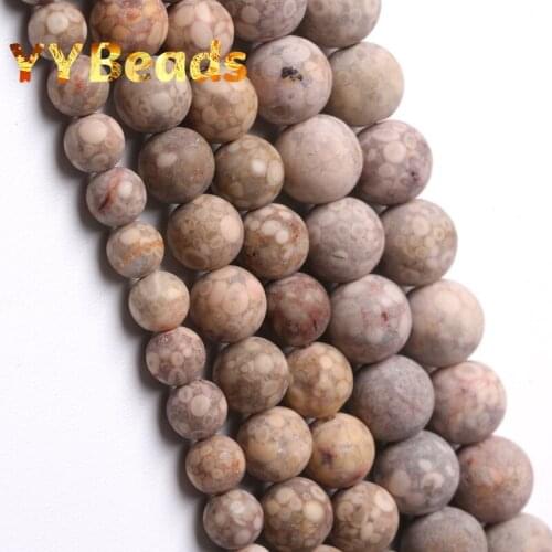 Matte Natural Coral Fossils Chrysanthemum Beads For Jewelry Making Round Stone Beads DIY Bracelets Accessories 4 6 8 10 12mm 15"