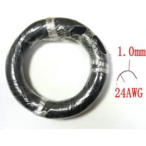 1 Reel 200M BLACK CABLE 24AWG Silver-Plated copper stranded conductors New