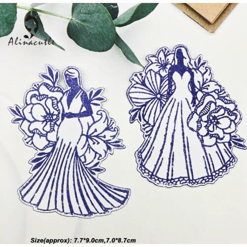 Metal Stamp Dies 2pc Flower Lady Bride Scrapbooking Paper Craft Handmade Card Album Punch Art Cutter Aliancraft 20102325