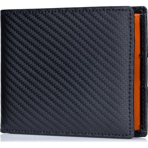 Man Short Wallet Microfiber Slim Bank Credit Card Holder For Male Simple Short Purse RFID Blocking Man Carbon Fiber Thin Wallets